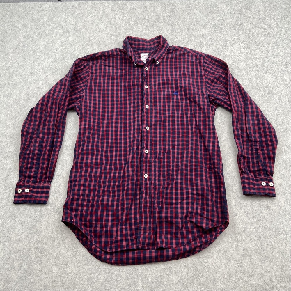Brooks Brothers Shirt Mens Small Blue Red Plaid Long Sleeve Button Down Casual
